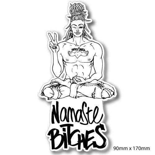 Funny Namaste Bitches sticker, decal for car , skateboard , laptop , fridge, 4x4, yoga, window - Mega Sticker Store