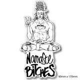 Funny Namaste Bitches sticker, decal for car , skateboard , laptop , fridge, 4x4, yoga, window - Mega Sticker Store