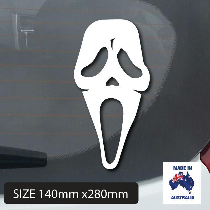 Funny Scary Scream Mask Car sticker decal in White for car window