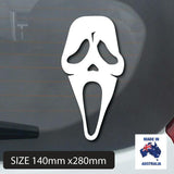 Funny Scary Scream Mask Car sticker decal in White for car window