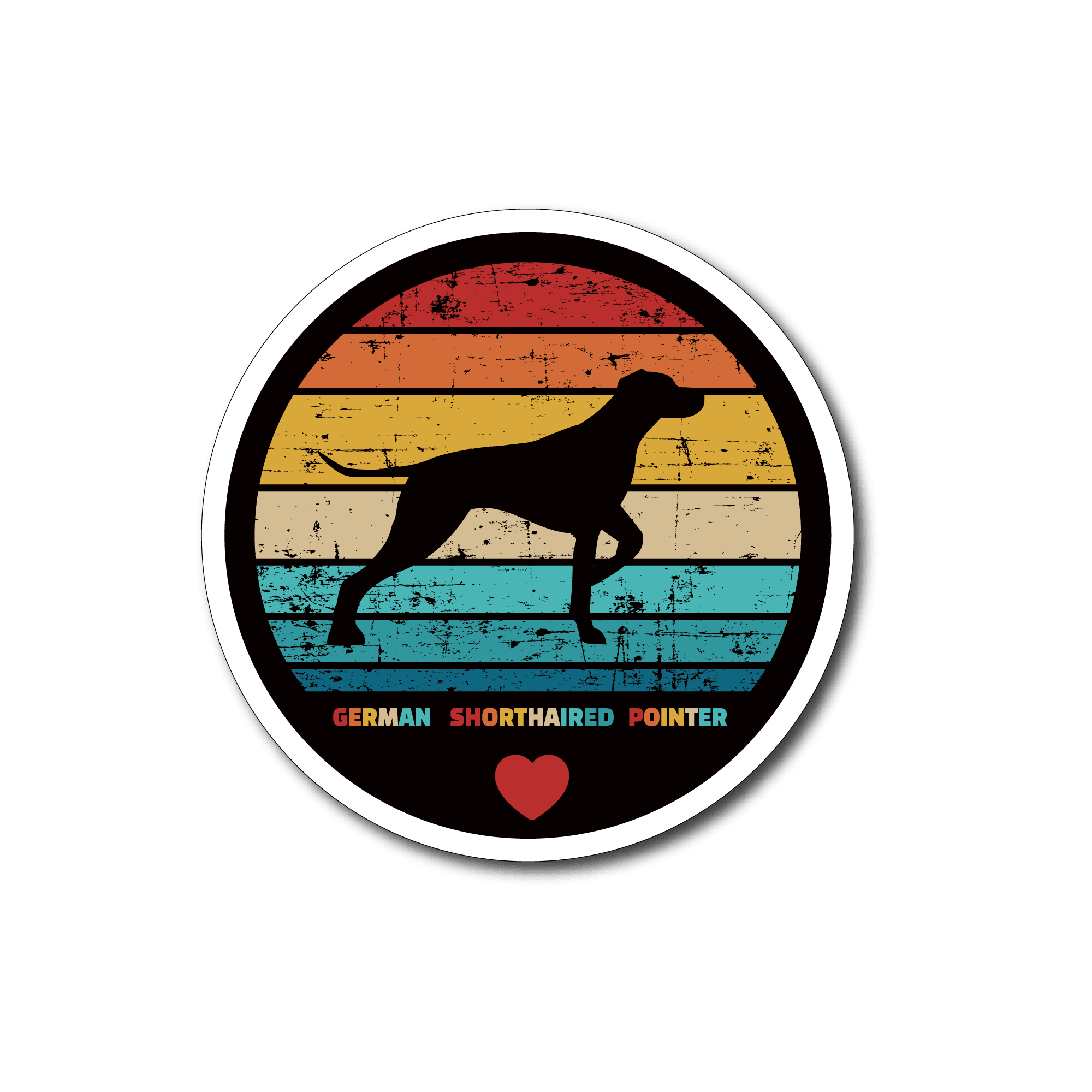 GSP-German-shorthair-pointer-owners sticker decal in retro colours