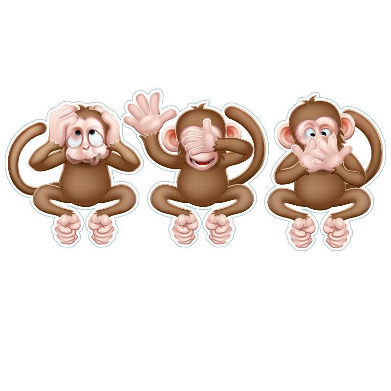 Hear see speak no evil sticker decal with monkeys - Mega Sticker Store