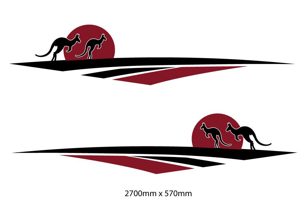 Kangaroo Vehicle Stripes Vehicle Boat RV Campervan Caravan Motorhome Australian - Mega Sticker Store