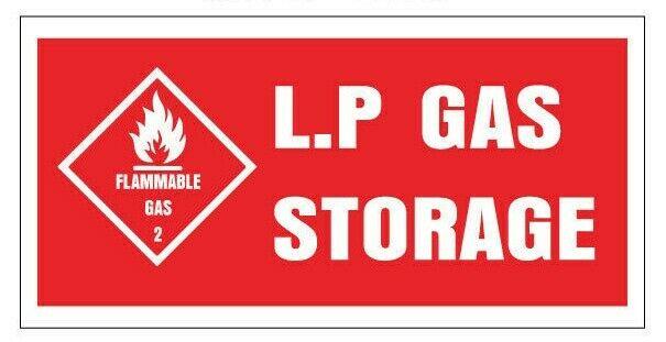 LPG Gas Storage Warning Sticker Decal 200mm x 100mm, Caravan RV Motorhome Safety Sign, Bulk Buy