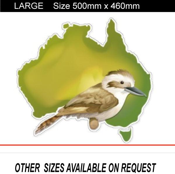 Large Kookaburra and Australian Map Sticker for vehicles, boat , motorhome, truck, trailer, car sticker - Mega Sticker Store