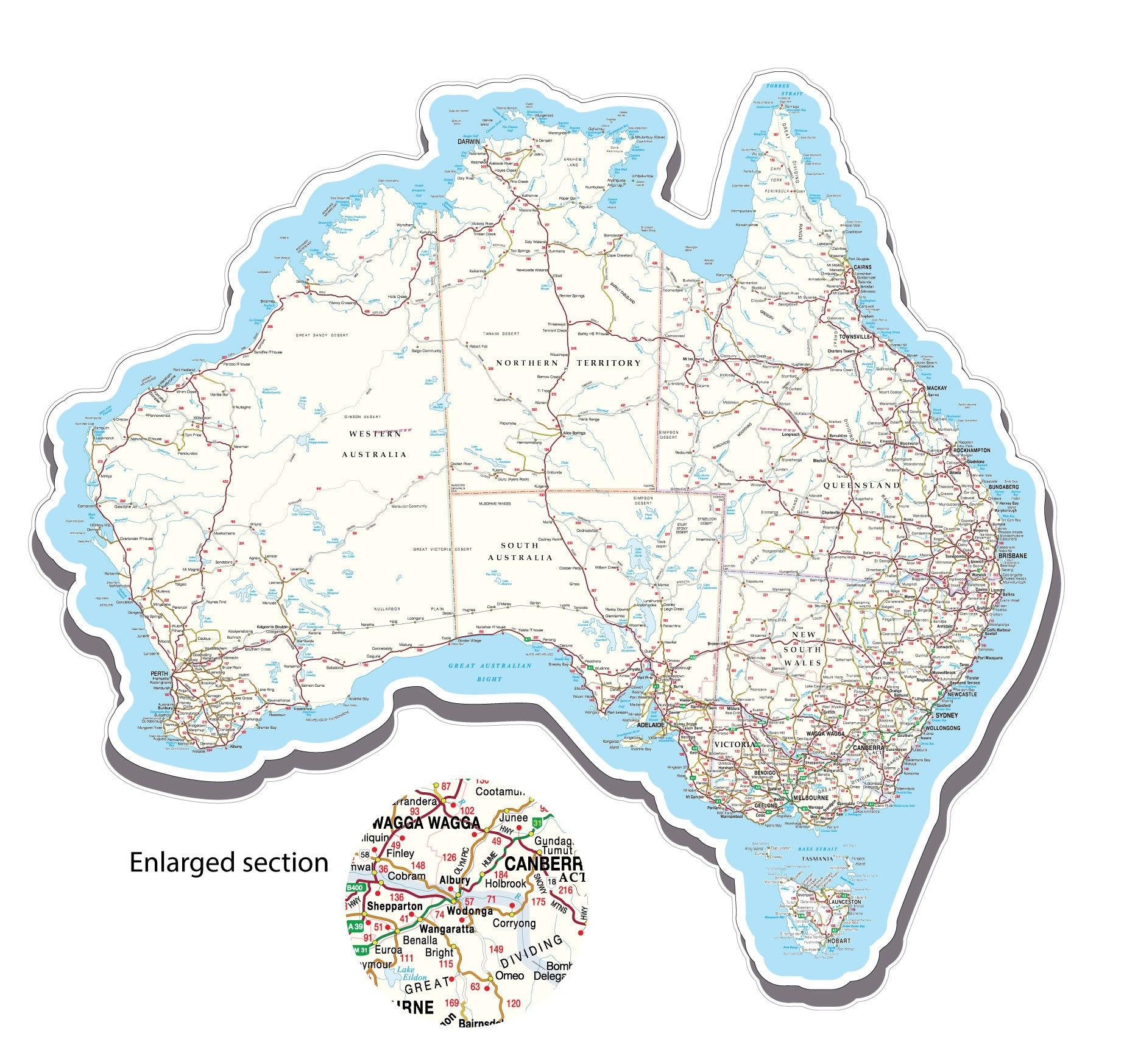 Detailed Road Map of Australia Sticker for Motorhomes & Recreational ... Detailed Road Map of Australia Sticker for Motorhomes & Recreational ...