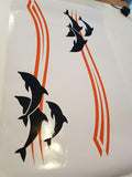 Large Dolphin Vinyl Decals for Boats and Motorhomes