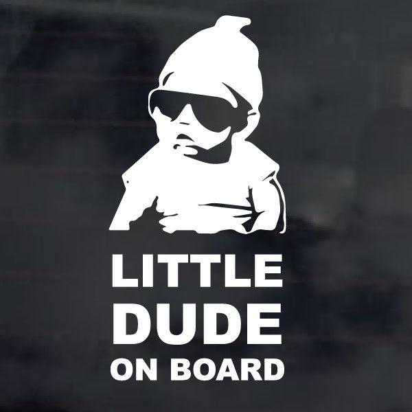 Funny Baby on Board Car Window Sticker - Little Dude Hangover Design for New Parents