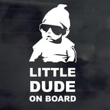 Funny Baby on Board Car Window Sticker - Little Dude Hangover Design for New Parents
