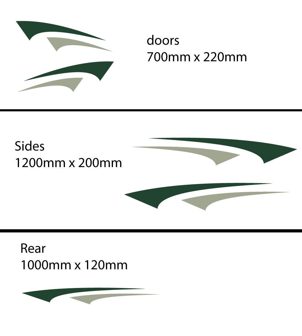 Stripes for Vehicle Boat RV Campervan Caravan Motorhome Green and Grey G1 - Mega Sticker Store