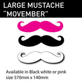 Movember Mustache Car Sticker, Large 570mm Wide Vinyl Vehicle Decal