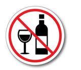 No Alcohol warning sticker sign 80mm 6 pack