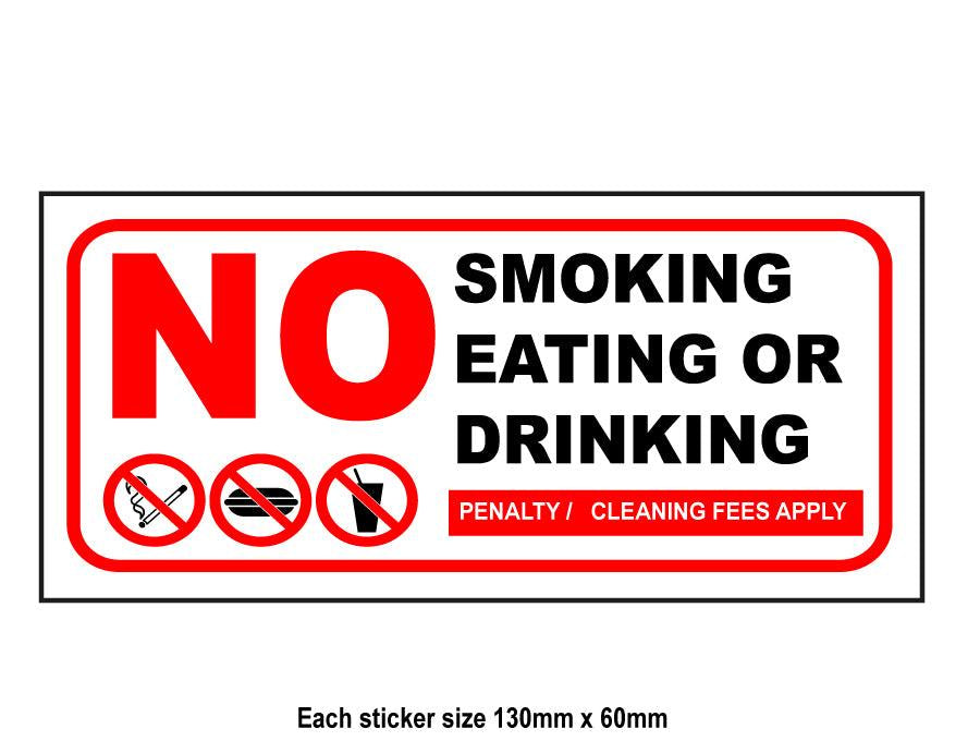 No smoking eating drinking taxi window sticker decal - Applied to Outside - Mega Sticker Store