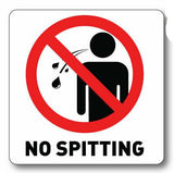 No Spitting Warning Stickers, 100mm Laminated OH&S Hygiene Decals for Commercial Doors and Windows