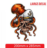 Octopus holding captain skull sticker decal for car, boat , motorhome , man cave sticker , bumper sticker, Fridge , toolbox , window - Mega Sticker Store