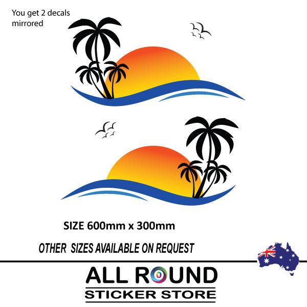 Palm Tree with Sunset and Bird sticker decal RV Motorhome, 4X4, Boat , Caravan, vehicle - Mega Sticker Store