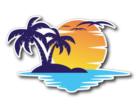 Palm Tree with Sunset and Birds  sticker decal RV Motorhome, 4X4, Boat , Caravan, vehicle