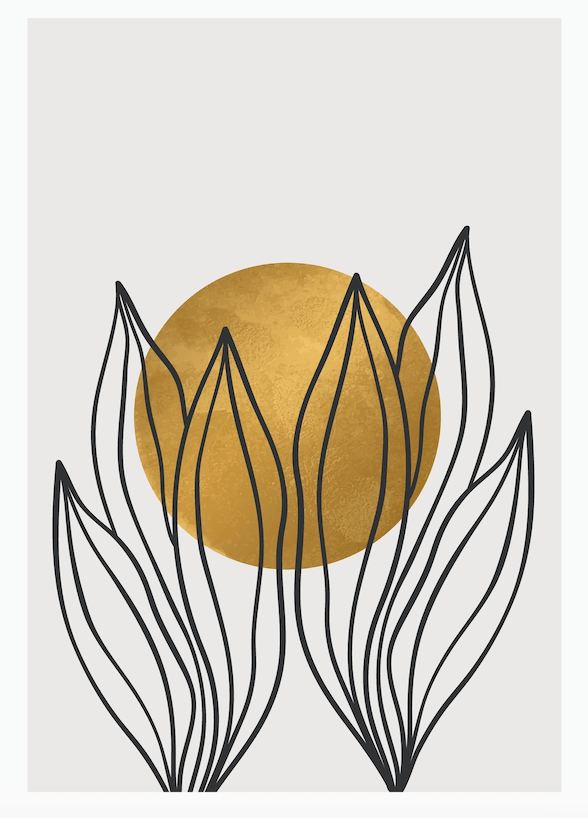 Gold Botanical Abstract Plant Art (4) - Mega Sticker Store