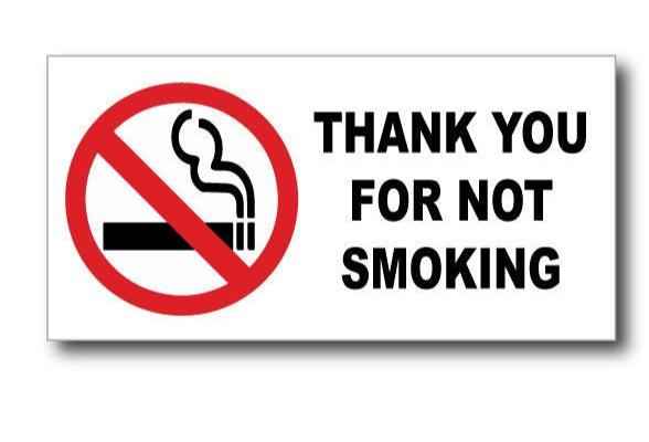 Thank You for Not Smoking Sticker Sign – No Smoking Window Decal (Pack of 3)