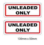 Unleaded fuel sticker -only-fuel-stickers-print-file-x-2 130mm x 50mm - Mega Sticker Store