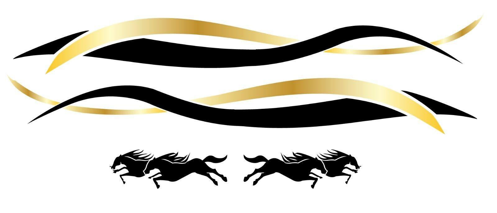 Vehicle side stripe stickers horse theme