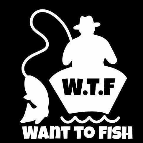 Funny fishing sticker WTF