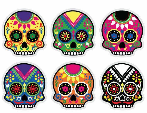 car sticker day of the dead skulls