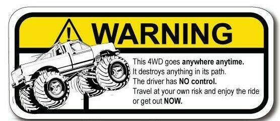 funny warning sticker 4wd