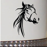Black decal of horse head on horsefloat