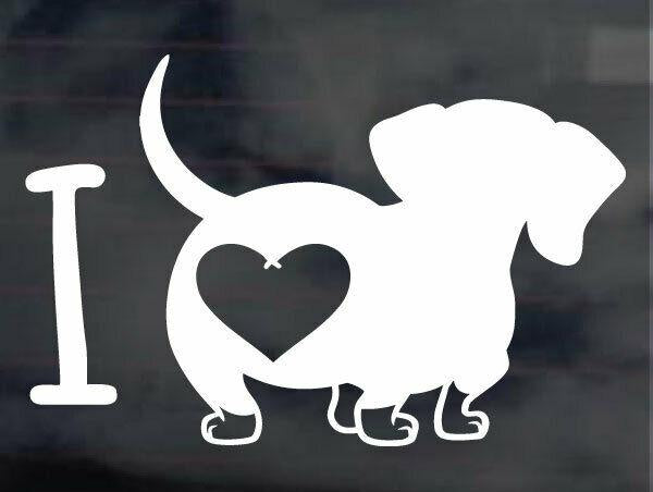 i love dachshunds dogs car sticker decal, cute car sticker window decal