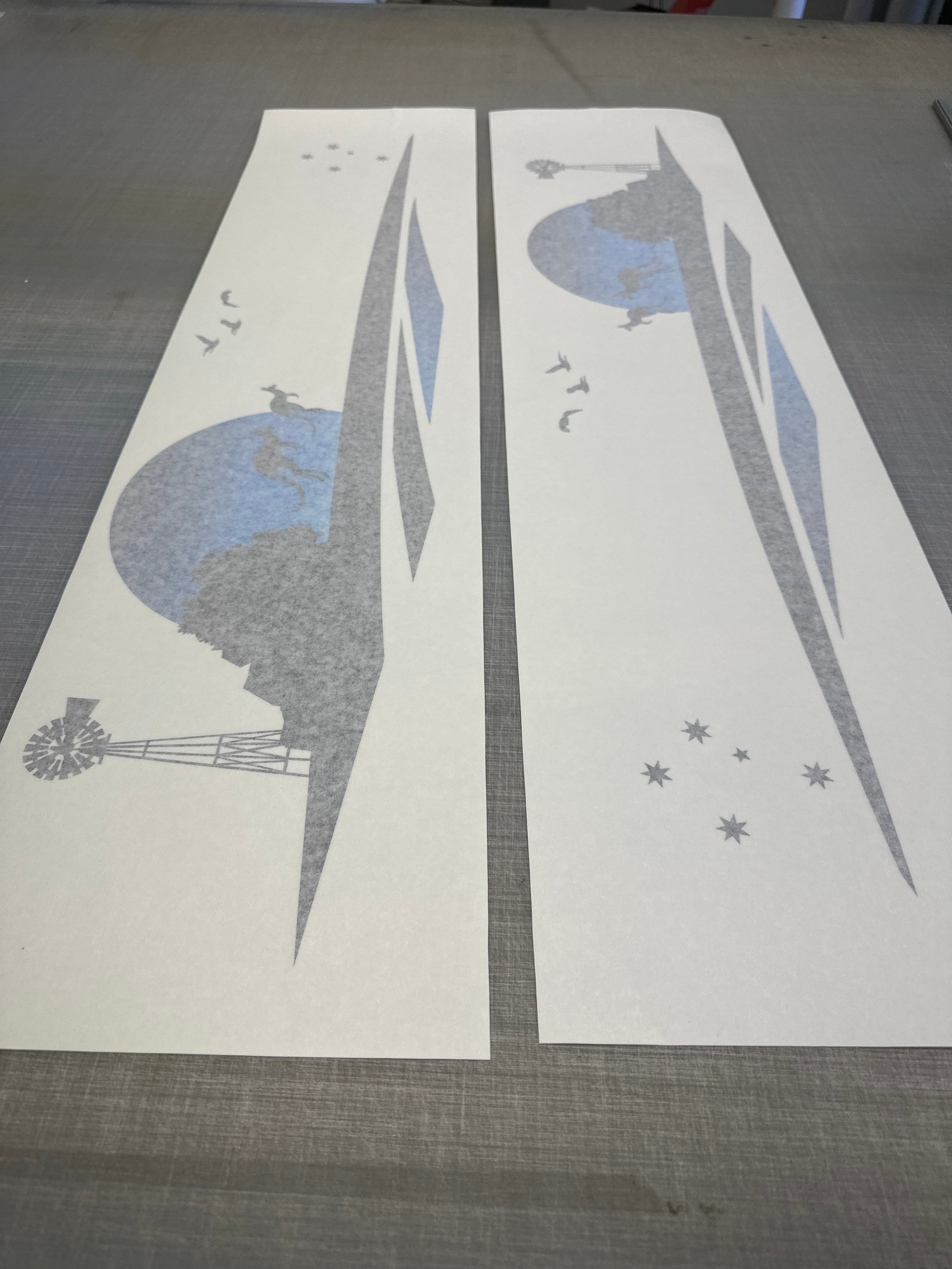 Blue Kangaroo Vehicle Stripes Decal - Windmill Design for Boats, RVs, Campervans, Motorhomes