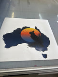 Sunset & Cockatoo Australia Map Vinyl Sticker for RVs & Campervans