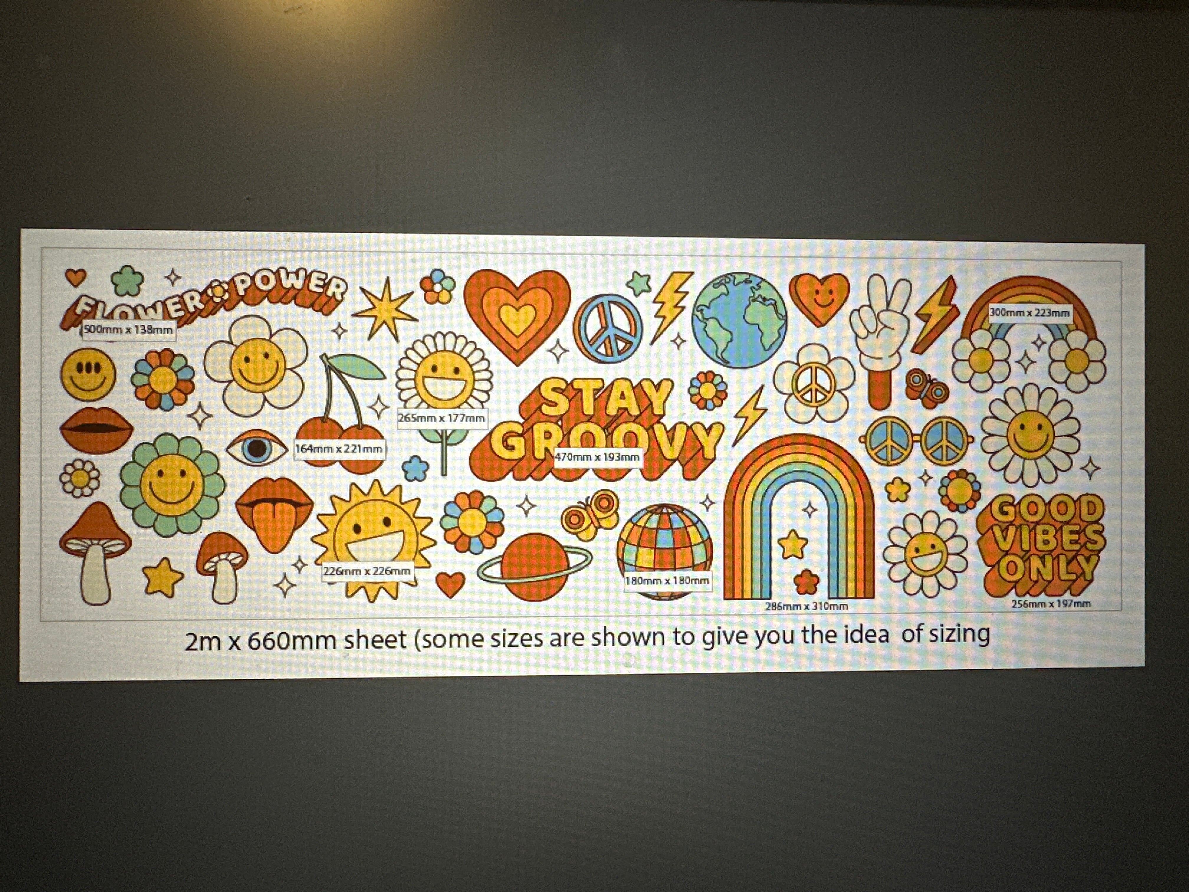 Retro Hippie Decal Pack – Flower Power, Groovy Vibes & Boho Stickers for Vans