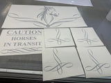 Vehicle Decal Horse float scroll stickers, caution horse sticker and horse head set