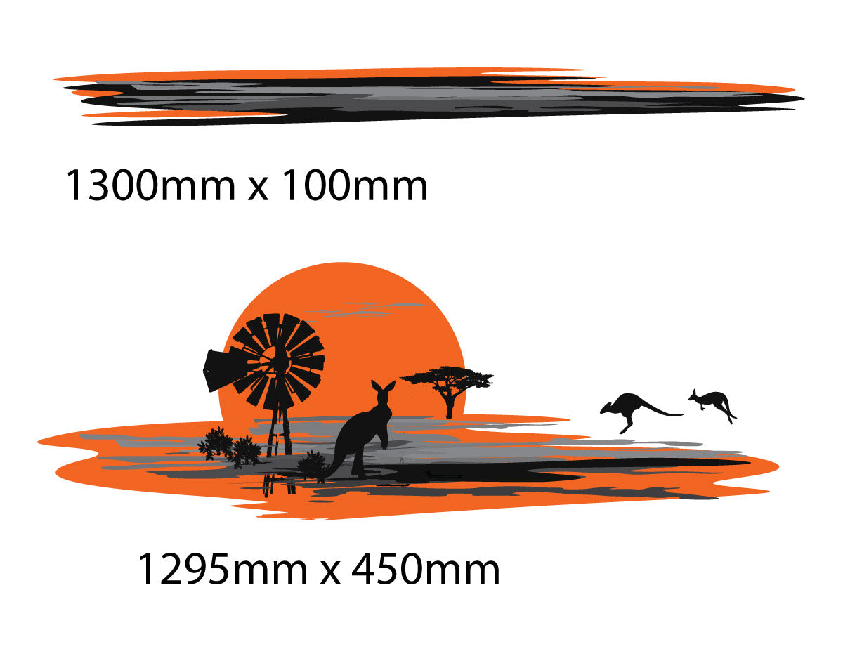 Kangaroo Windmill RV Stripe Decal: 3.5m Gloss Vinyl Kit for Campervans & Motorhomes