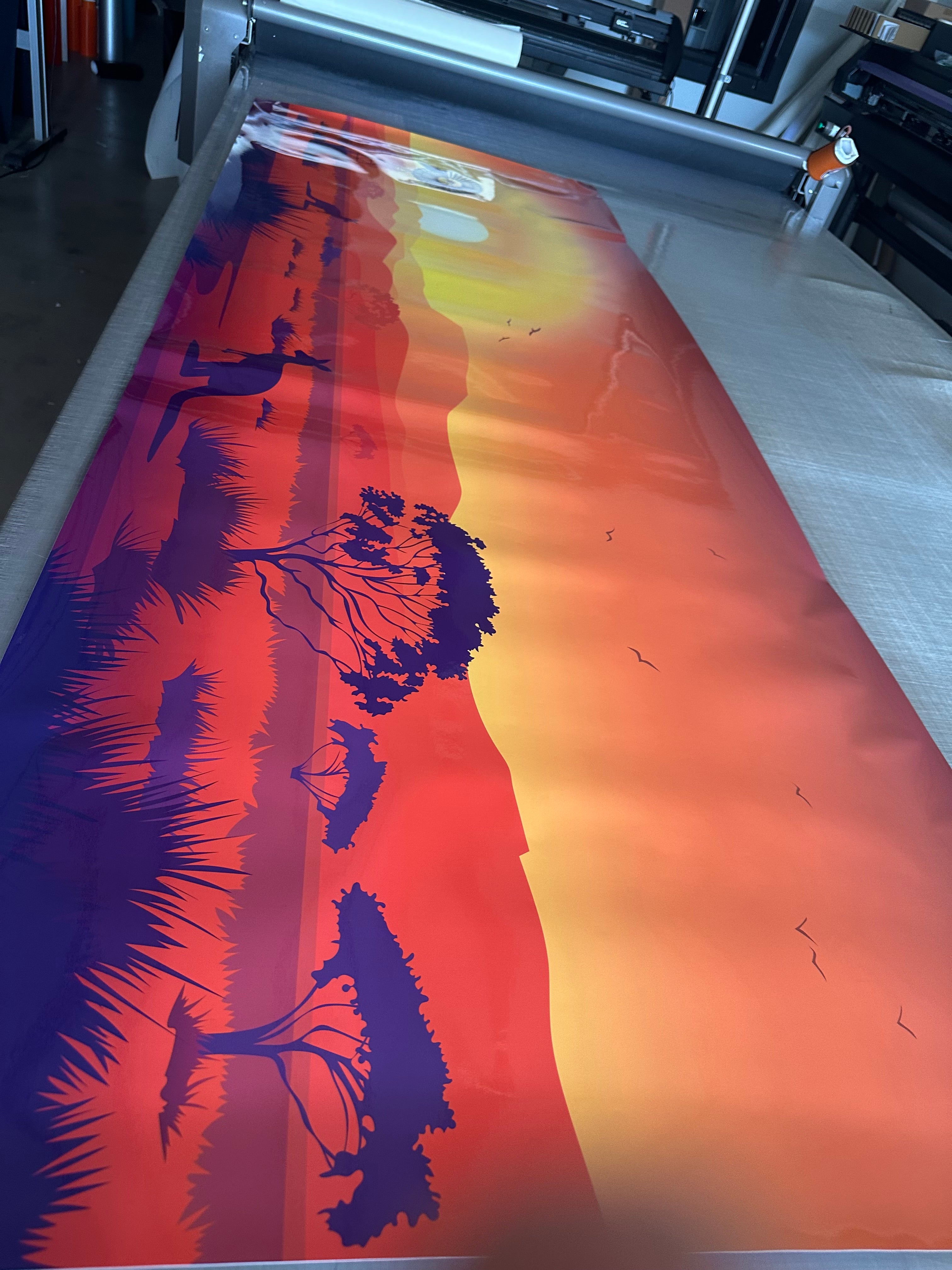 Motorhome wrap print with Australian landscape Kangaroos and windmill - DIY