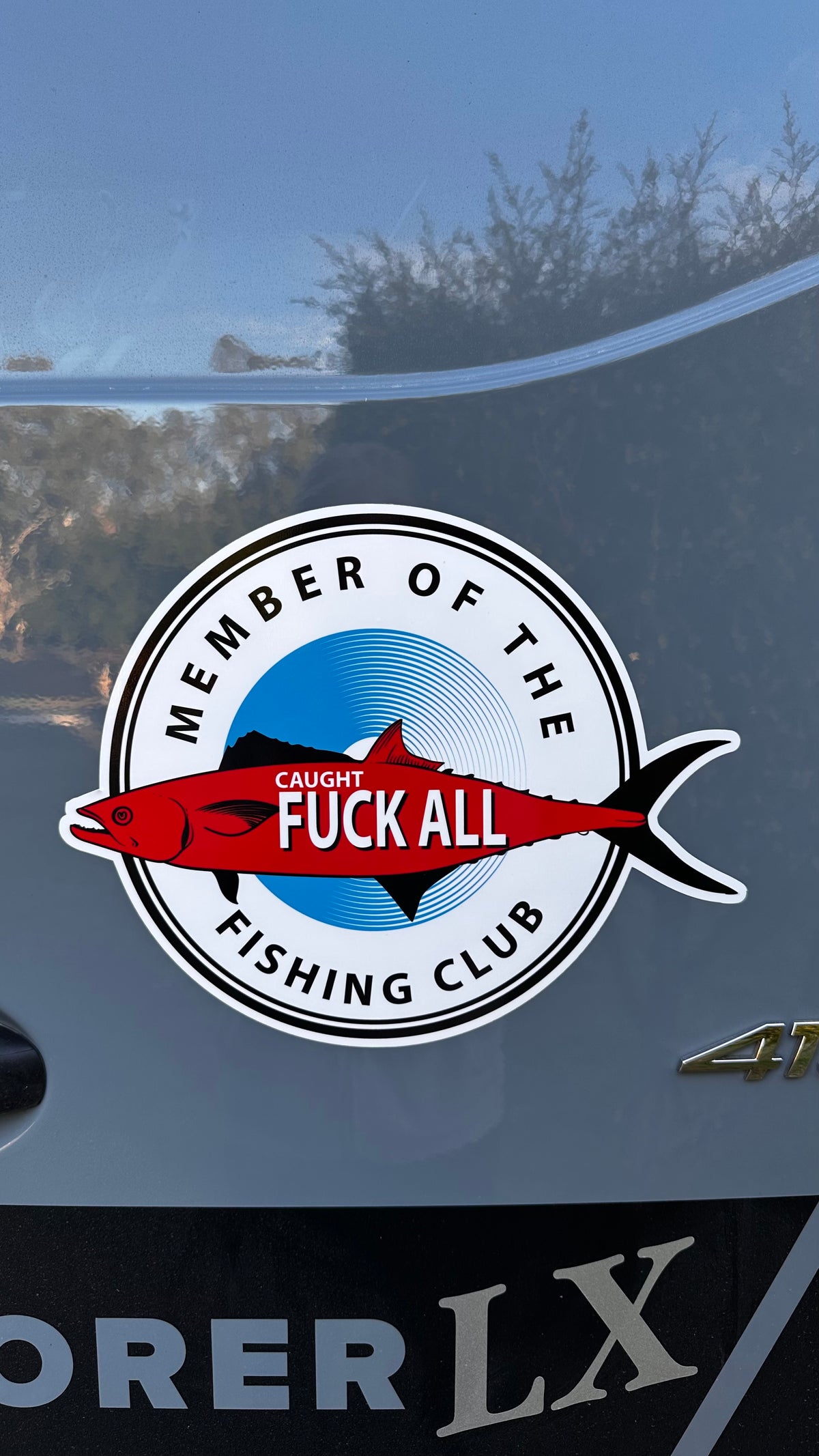 Funny fishing club member sticker