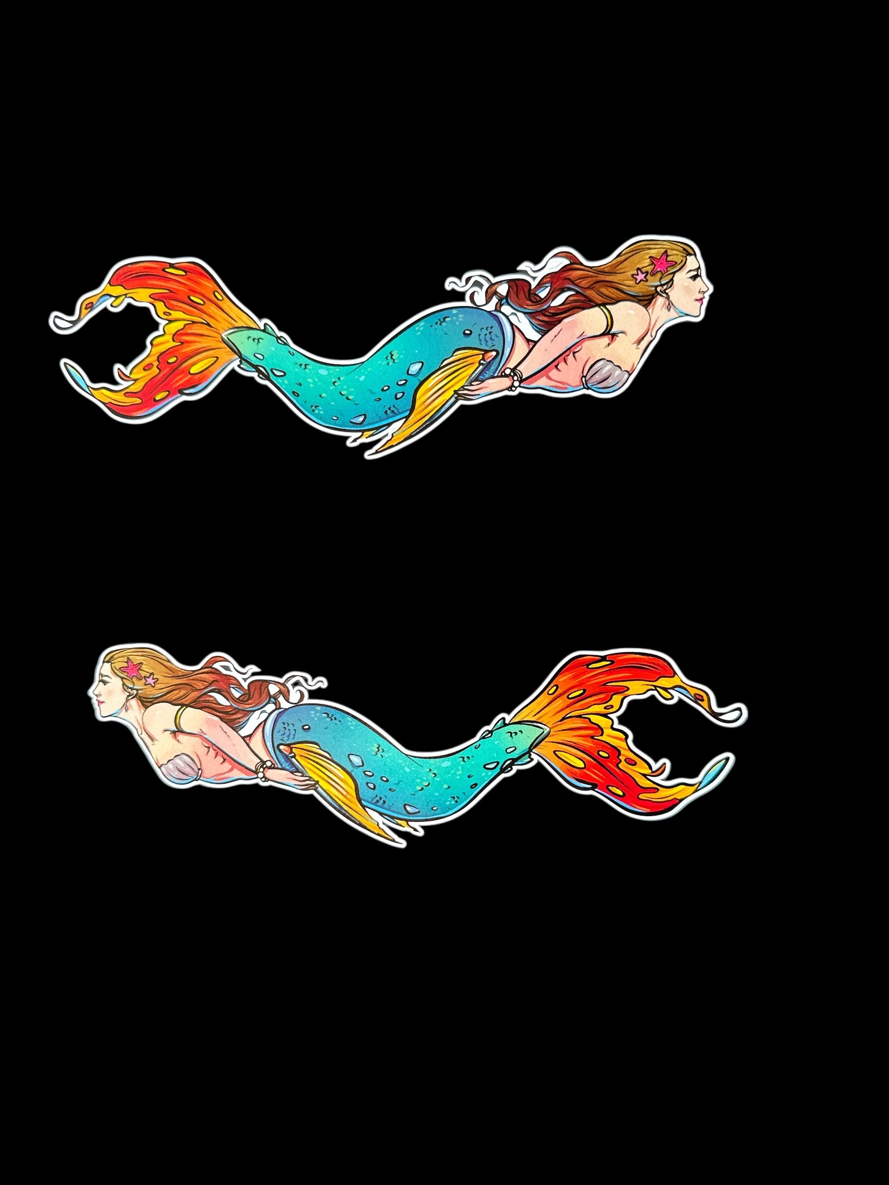 2 x Mermaids sticker popular laptop, skateboard, car sticker, window sticker laptop