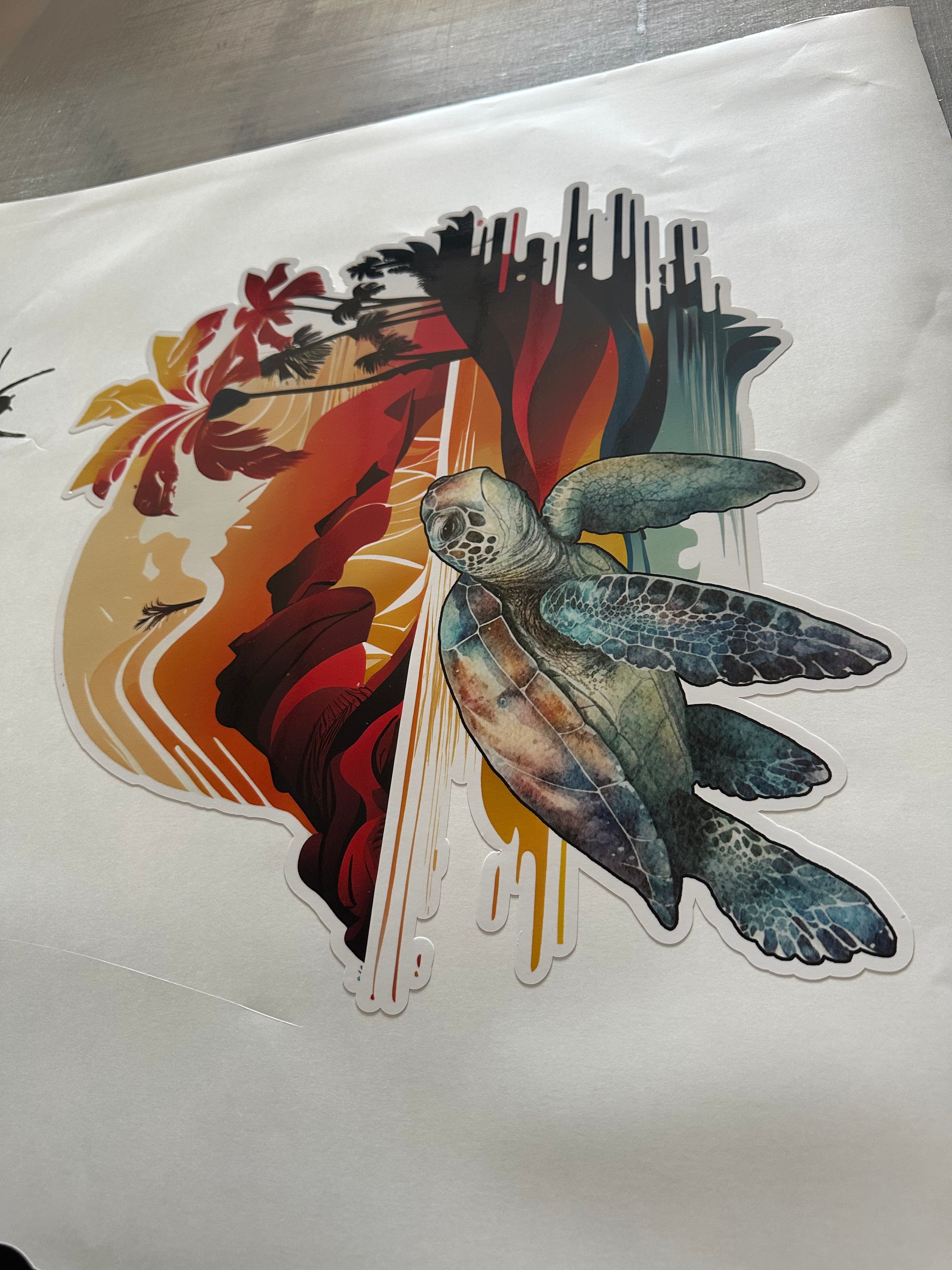 Turtle vehicle sticker decal retro van surf Life