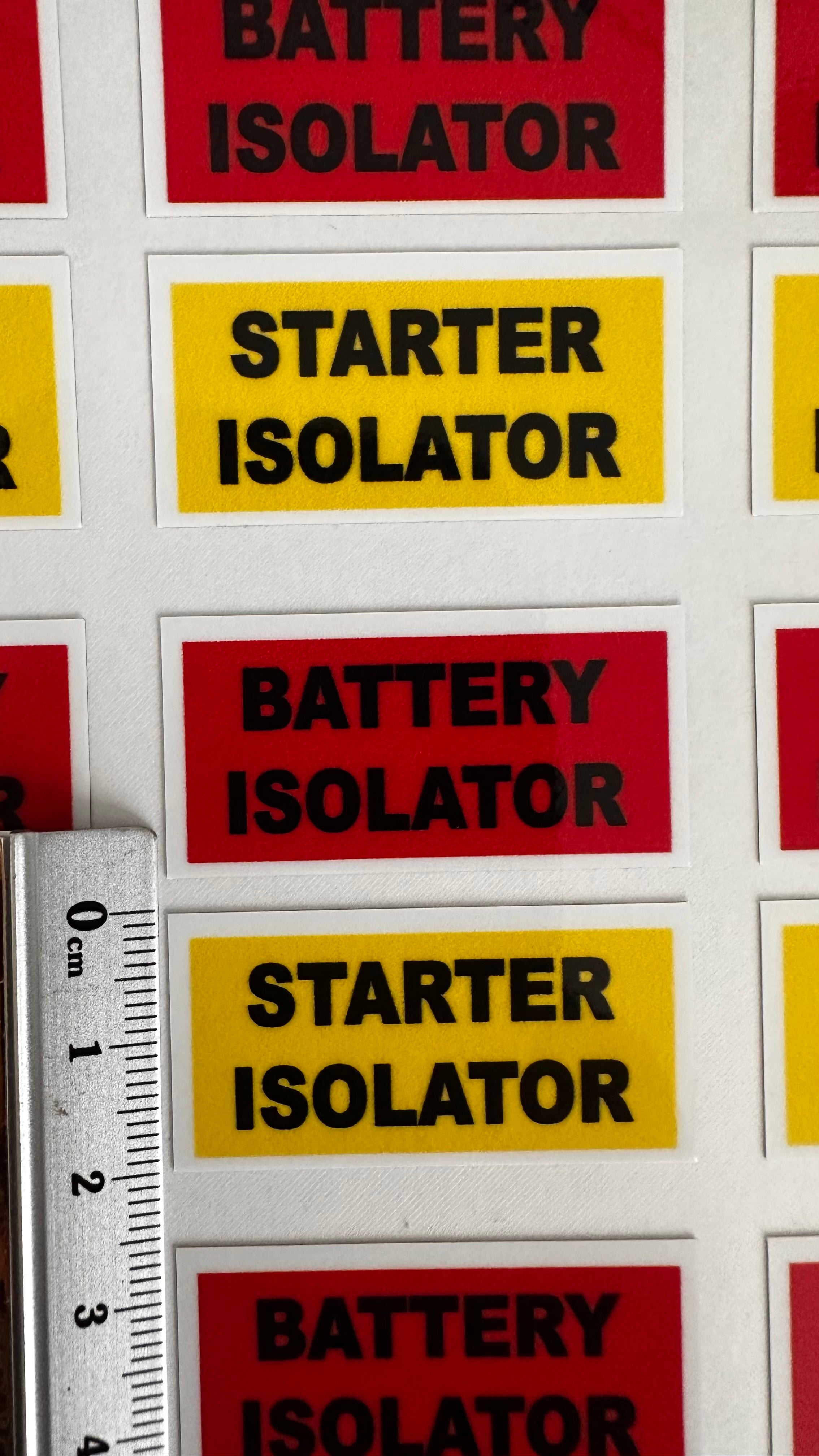 Battery Isolator & Starter Isolator Warning Stickers – 48 Pack