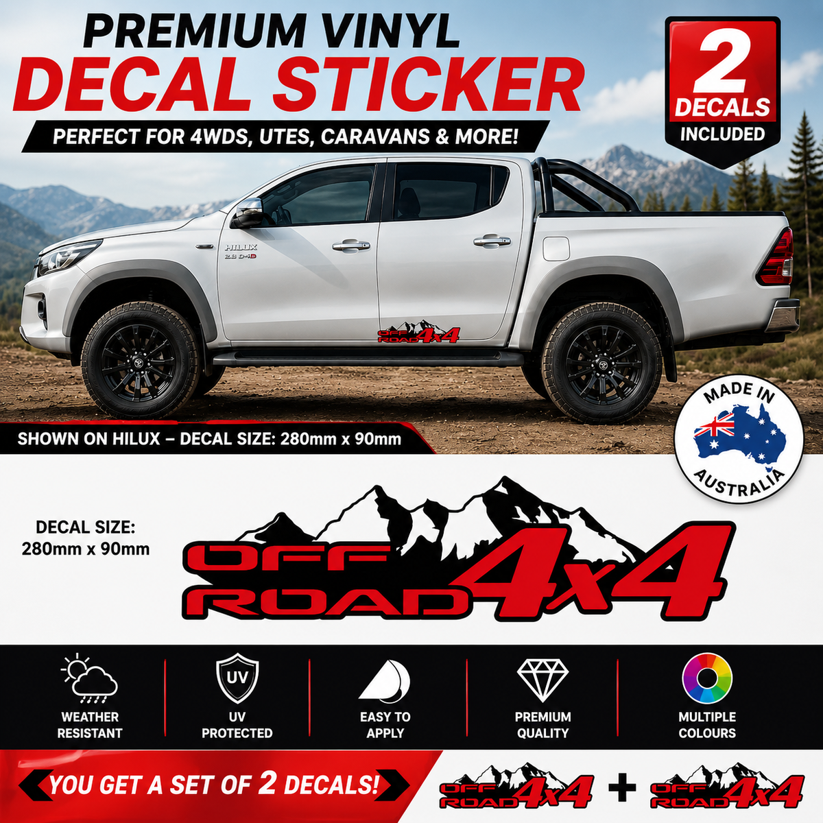 4x4 Mountain Graphic Sticker for Ute Truck Caravan Camper