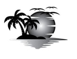 Transform Your Adventure with Our Tropical Palm Tree Sunset Sticker