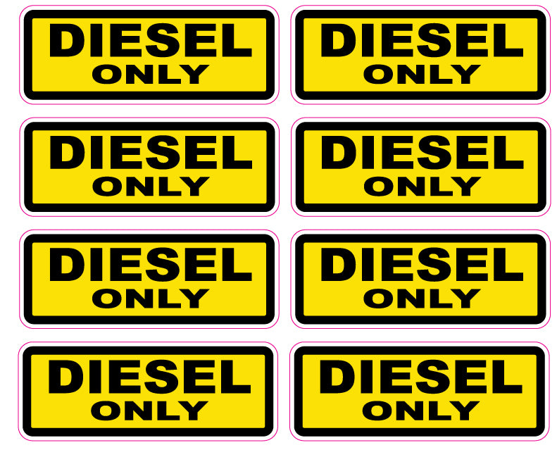Diesel Only Petrol Fuel Stickers Sheet of 8, Large 130x50mm Waterproof UV Resistant Vinyl Labels for Vehicles Fleets Campervans Fuel Stations
