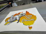“Living the Dream” Koala Australia Orange Map Sticker for Caravans & Motorhomes