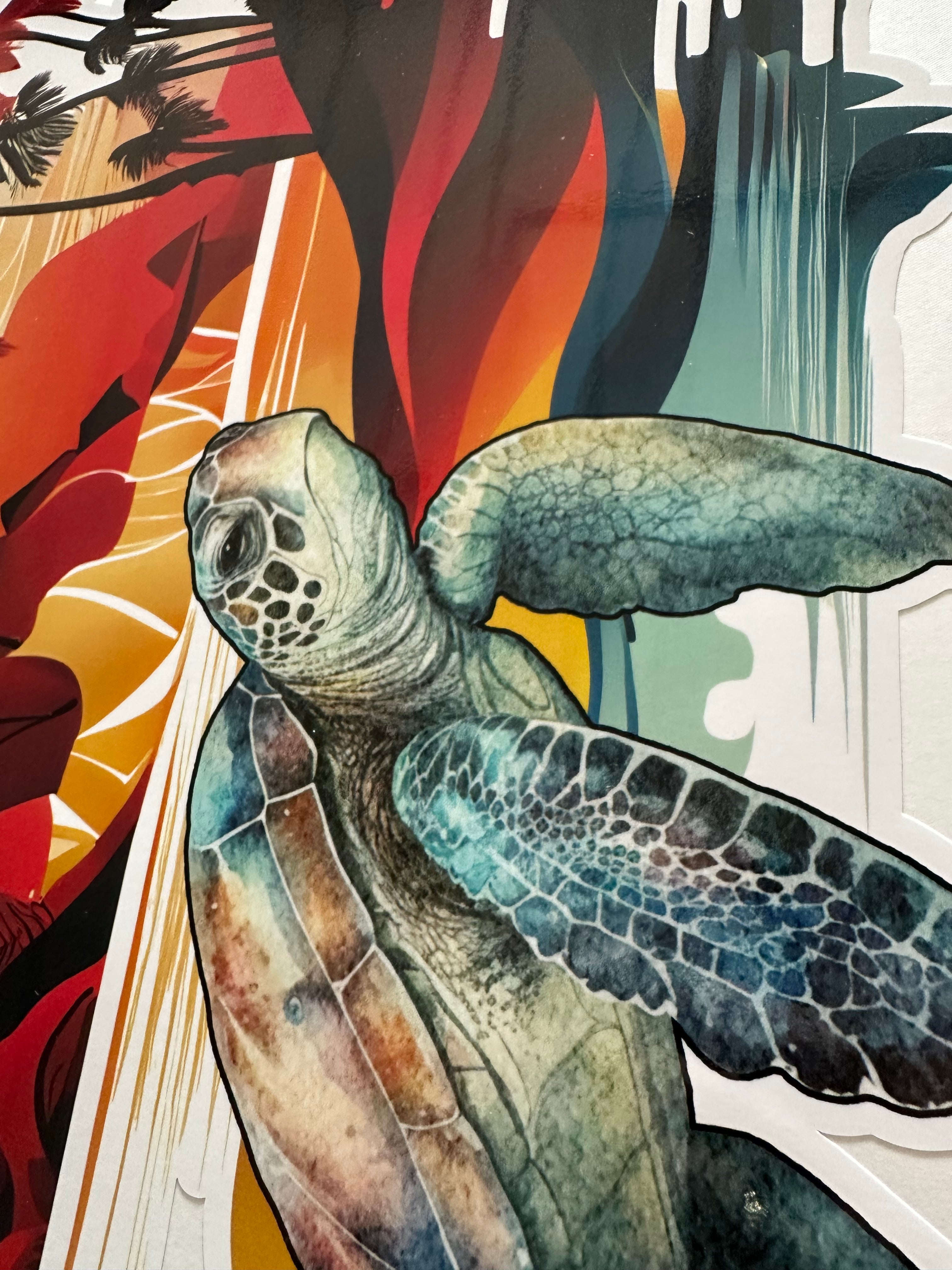 Turtle vehicle sticker decal retro van surf Life