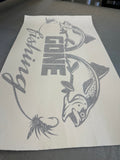 Large GONE FISHING Sticker Decal  , for boat, Ute , Motorhome with hook and fish