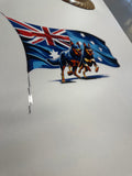 Kelpie Cattle Dog Vinyl Decal, Australian Flag Dog Car Window Sticker, Full Colour Vehicle Decal