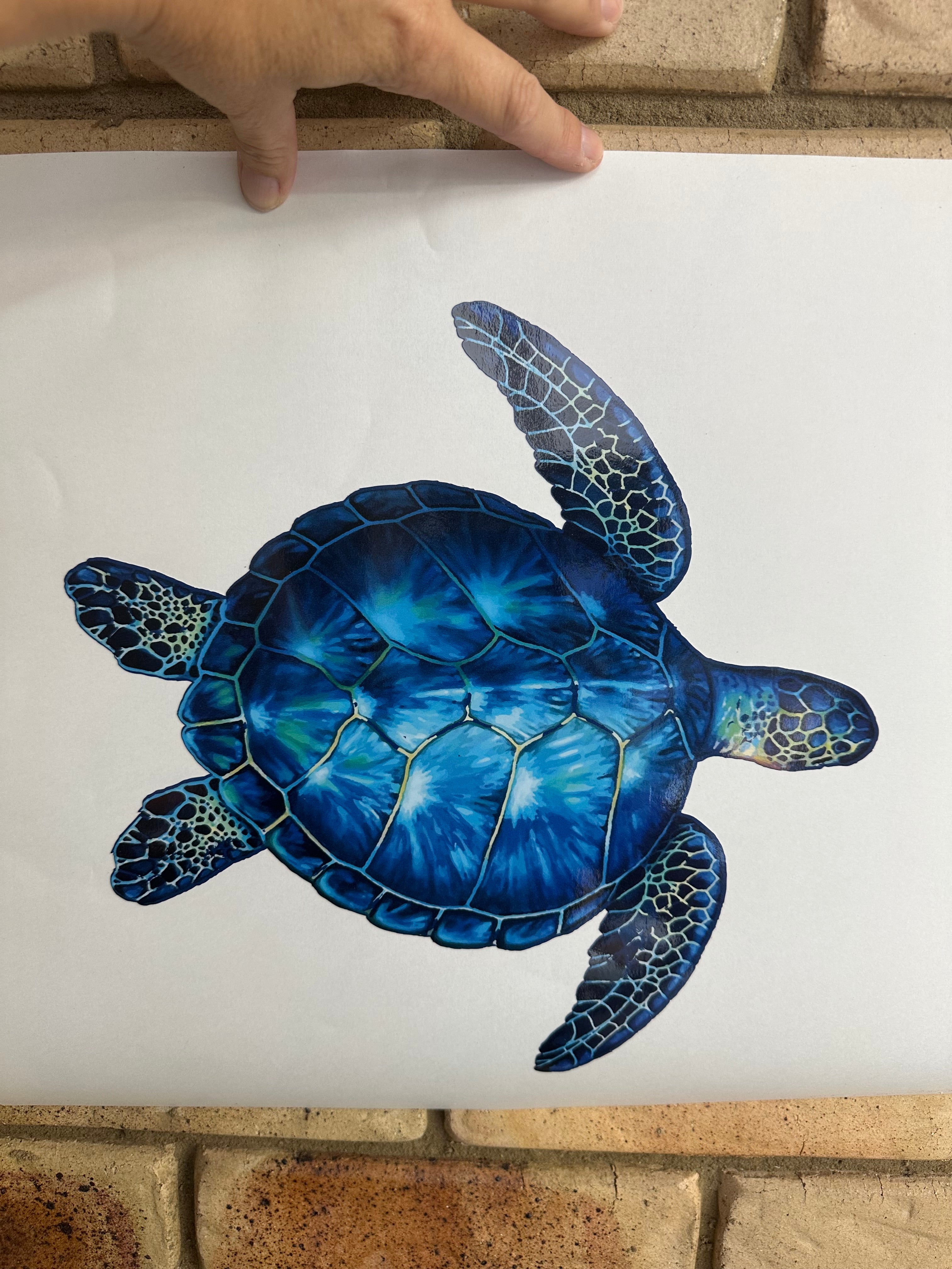 Ocean-Inspired Blue Turtle Vehicle Decal: Versatile Sticker for Cars, Boats, RVs & More