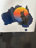 Sunset & Cockatoo Australia Map Vinyl Sticker for RVs & Campervans