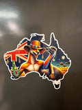 Australian Map Kangaroo Emu Beer Flag Vinyl Sticker - Custom Sizes Available